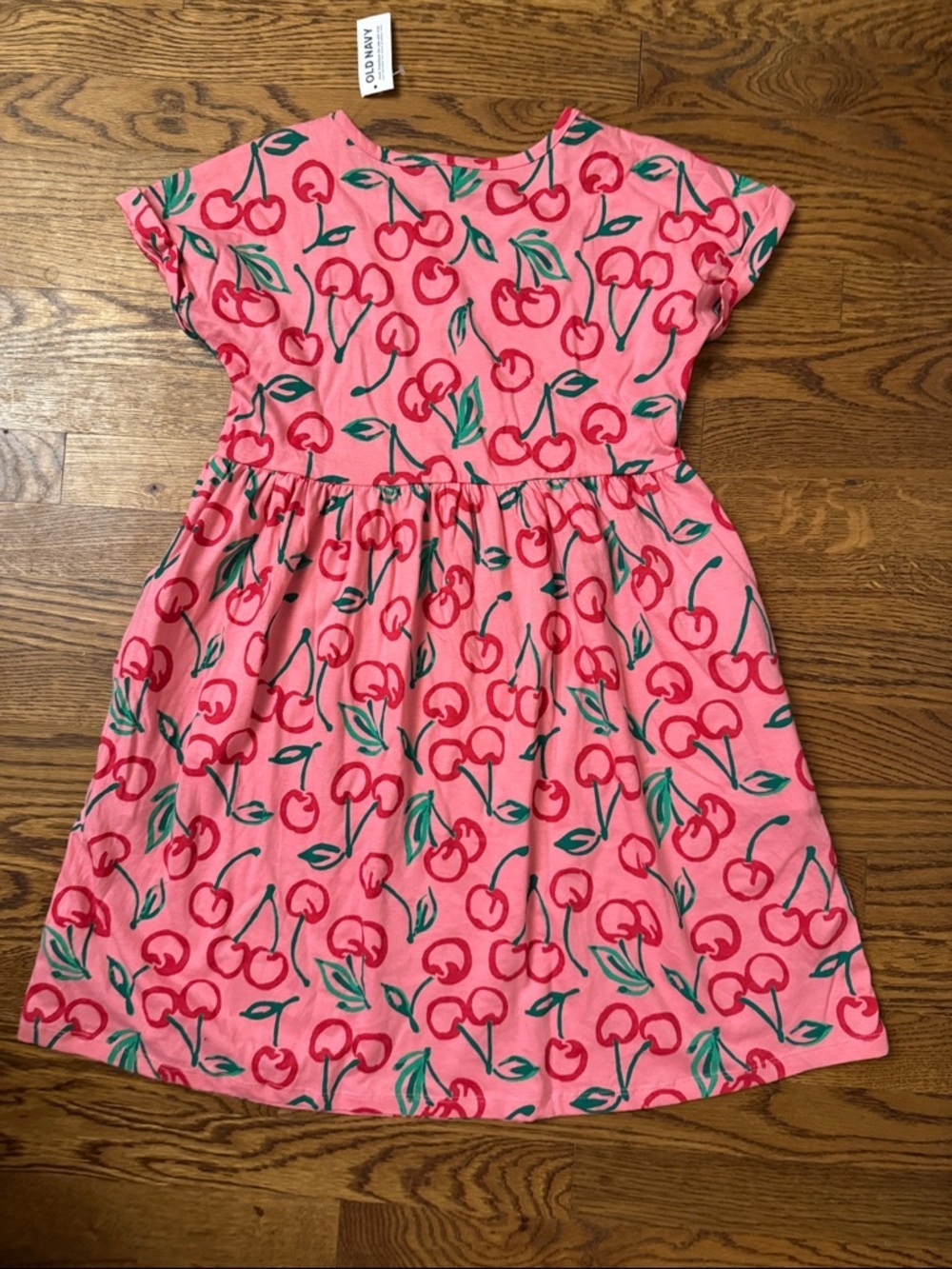 NWT Old Navy Pink Cherry-Print Girls Dress size L (10–12) - Picture 5 of 5